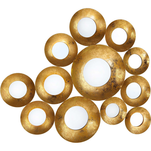 Vivid Mirror by TOV Furniture in gold. Made from iron, glass in a eclectic & global style.