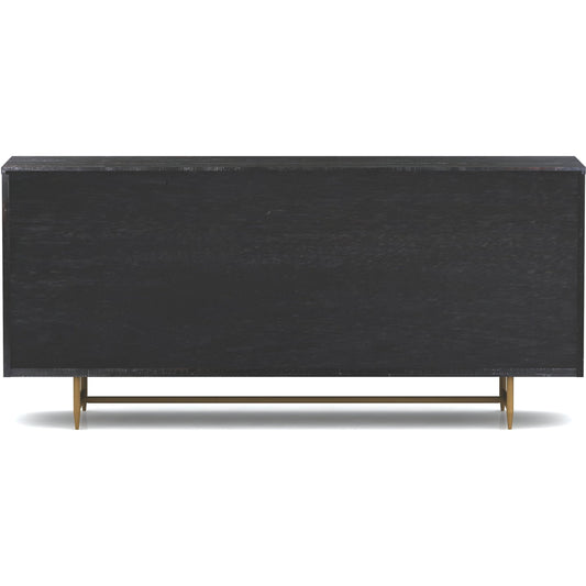 Gatsby Wood Buffet by TOV Furniture in natural and black. Made from acacia, steel, tempered glass in a modern style.