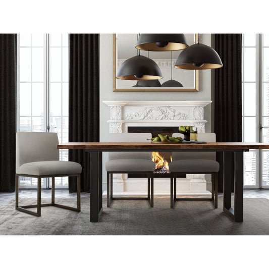 Haute Linen Chair by TOV Furniture in beige. Made from linen in a modern style.