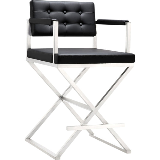 000 S-245391 | Primary Silo | Director Counter Stool by TOV Furniture. Made from stainless steel, eco leather in a modern style.