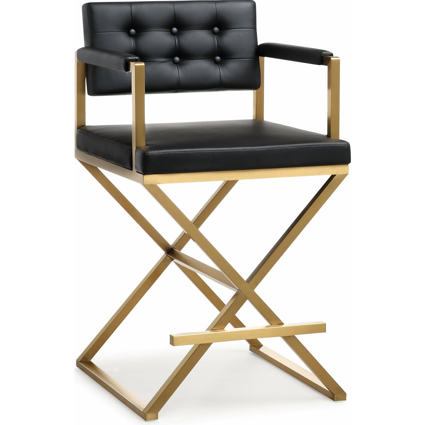 001 S-303049 | Additional Silo | Director Gold Steel Counter Stool by TOV Furniture. Made from stainless steel, eco leather in a modern style.