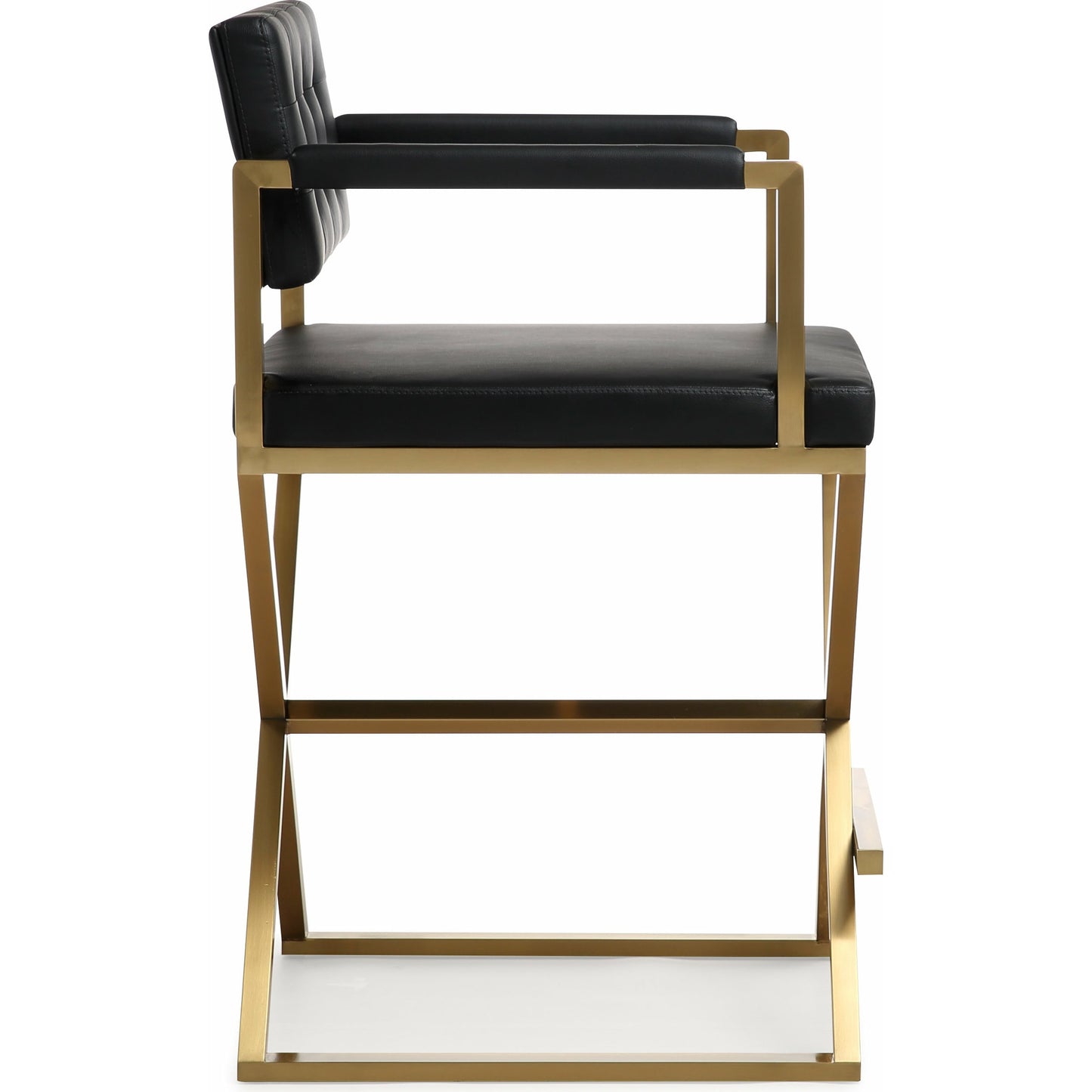 002 S-303049 | Additional Silo | Director Gold Steel Counter Stool by TOV Furniture. Made from stainless steel, eco leather in a modern style.