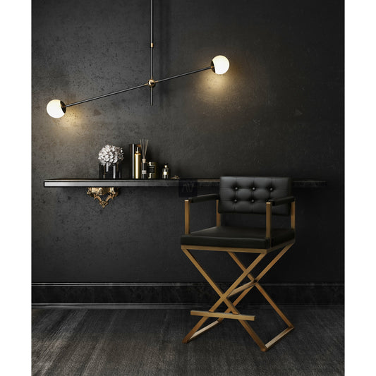 Director Gold Steel Counter Stool by TOV Furniture. Made from stainless steel, eco leather in a modern style.