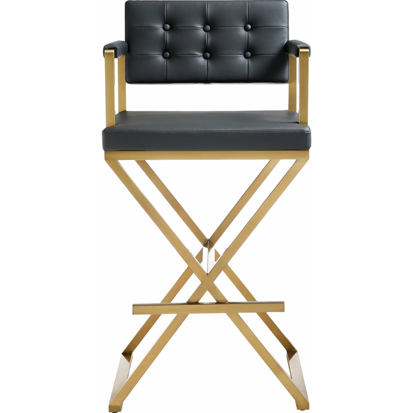 002 S-303047 | Additional Silo | Director Gold Steel Barstool by TOV Furniture. Made from stainless steel, eco leather in a modern style.
