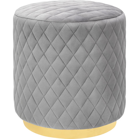 Abir Ottoman by TOV Furniture in gray. Made from velvet, stainless steel in a modern style.