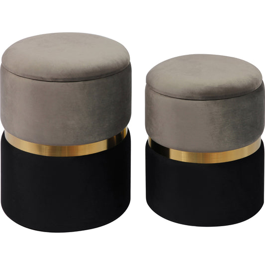 001 SR-833833 | Primary Silo | Gigi Velvet Storage Ottomans (Set of 2) by TOV Furniture in gray. Made from velvet in a modern style.
