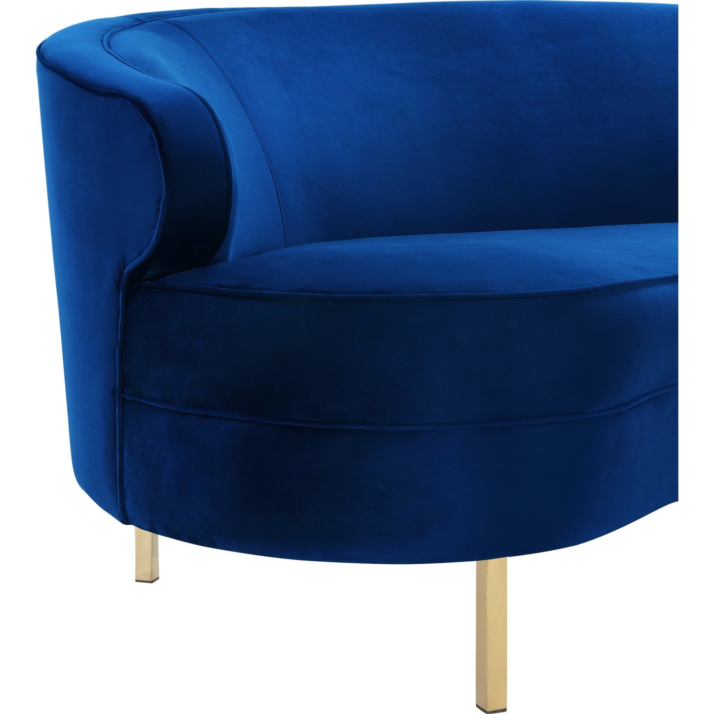 005 S-245290 | Additional Silo | Baila Sofa by TOV Furniture in navy. Made from velvet, wood, stainless steel in a modern style.