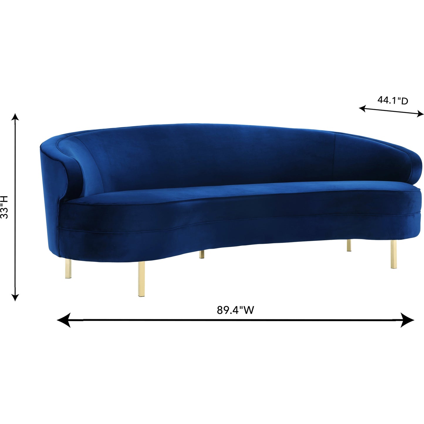 006 S-245290 | Additional Silo | Baila Sofa by TOV Furniture in navy. Made from velvet, wood, stainless steel in a modern style.