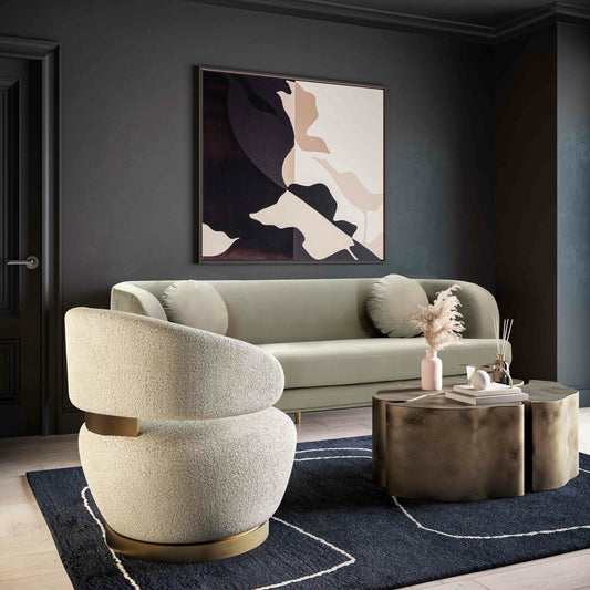 Austin Faux Shearling Chair by TOV Furniture in beige. Made from faux shearling in a modern style.