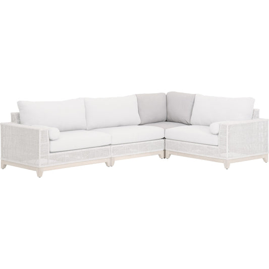 Tropez Corner Sofa Chair by Essentials For Living in gray, taupe, white, pumice. Made from solid teak, aluminum, rope, 100% olefin in a coastal style.