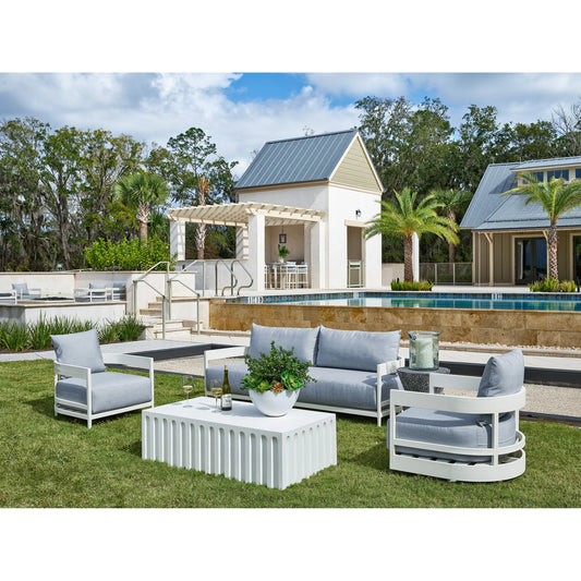 South Beach Sofa by Coastal Living by Universal Furniture in stainless steel and chalk aluminum. Made from unique in a modern style.