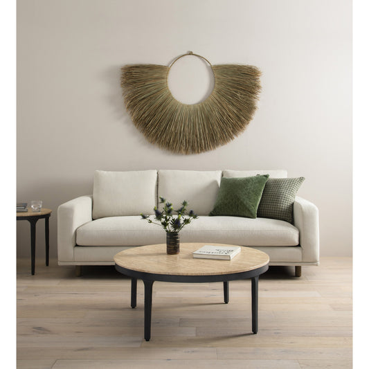 Dom Sofa by Four Hands in bonnell ivory, weathered umber. Made from 56% polyester, 44% olefin, solid rosa morada, pine plywood in a modern style.