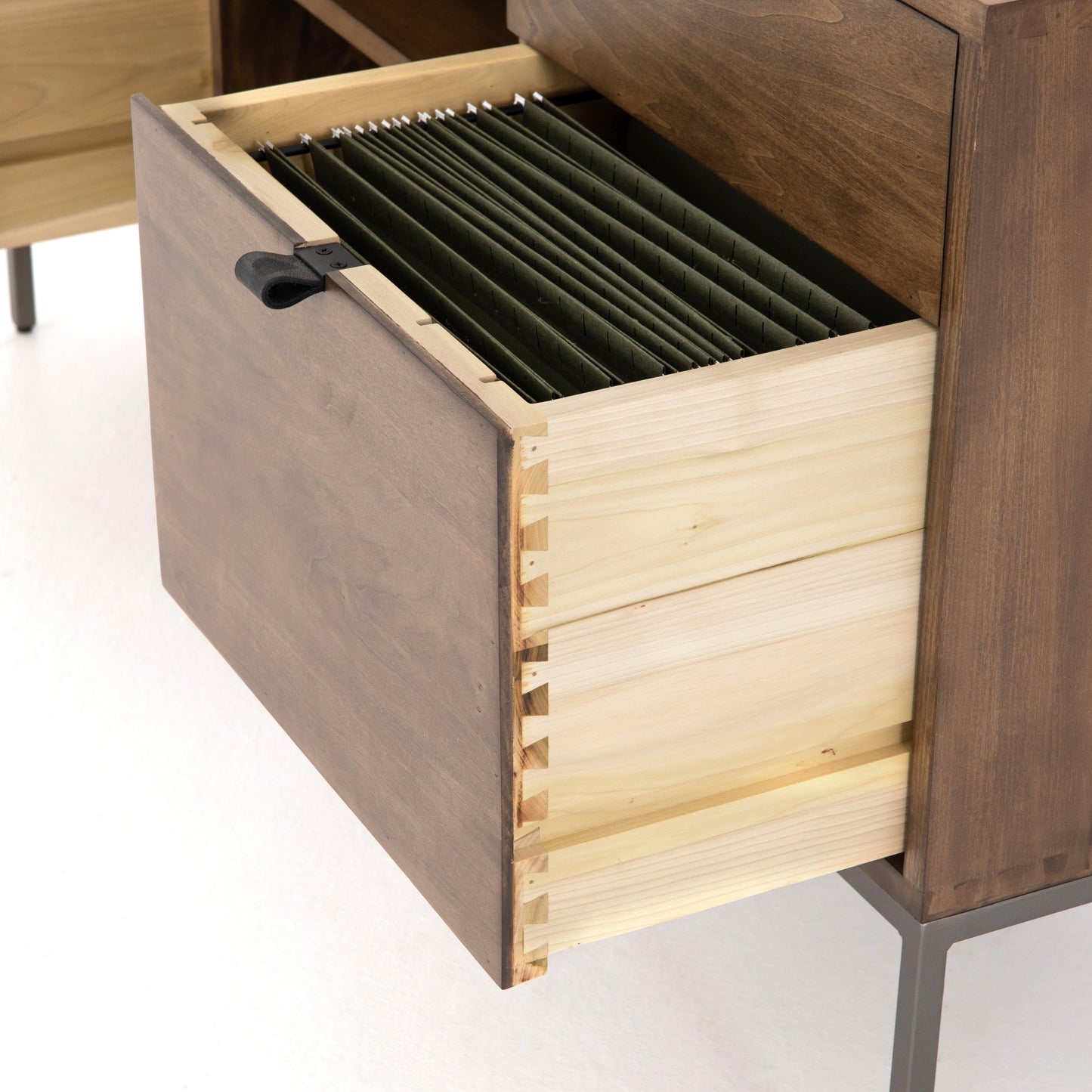 002 SR-810056 | Additional Silo | Trey Modular Filing Credenza by Four Hands. Made from solid poplar, top grain leather, iron in a modern style.