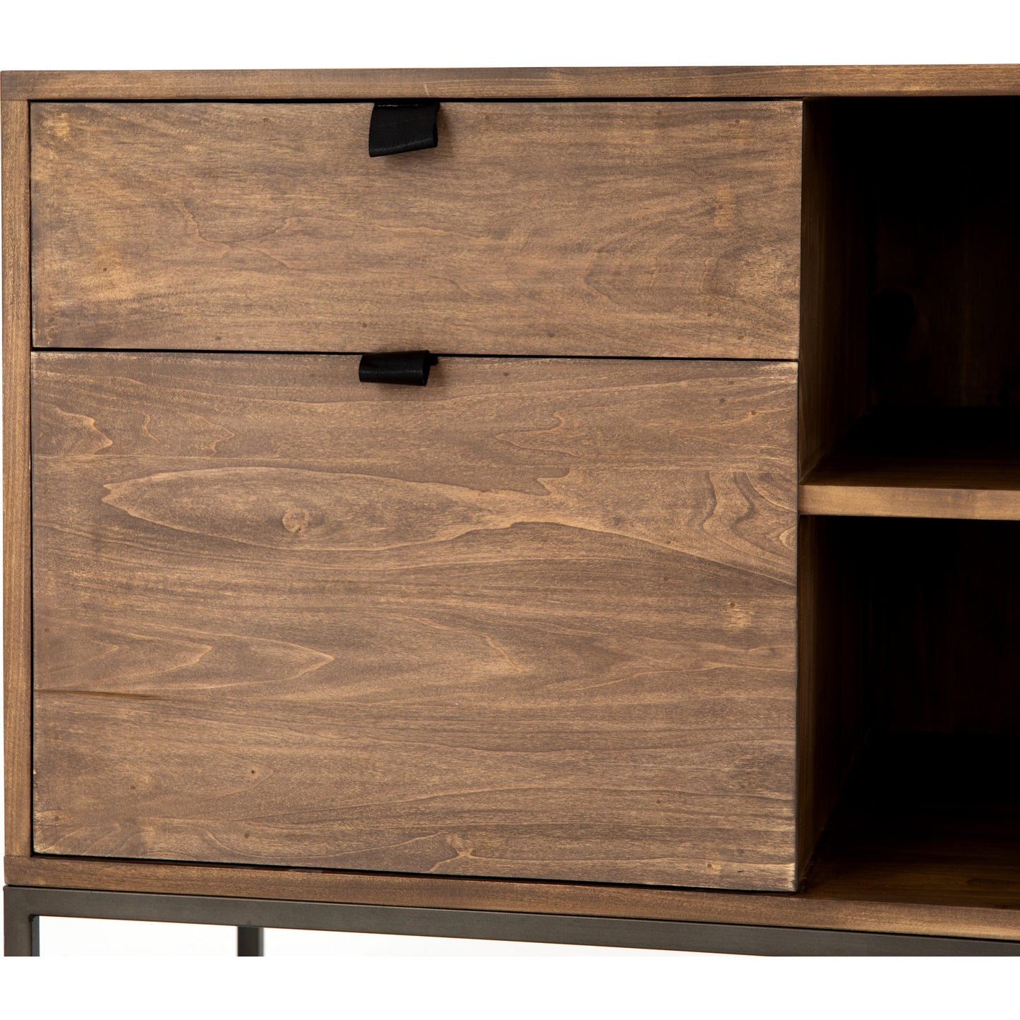 007 SR-810056 | Additional Silo | Trey Modular Filing Credenza by Four Hands. Made from solid poplar, top grain leather, iron in a modern style.