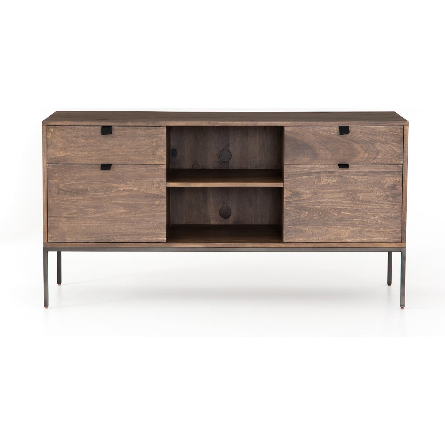 008 SR-810056 | Additional Silo | Trey Modular Filing Credenza by Four Hands. Made from solid poplar, top grain leather, iron in a modern style.