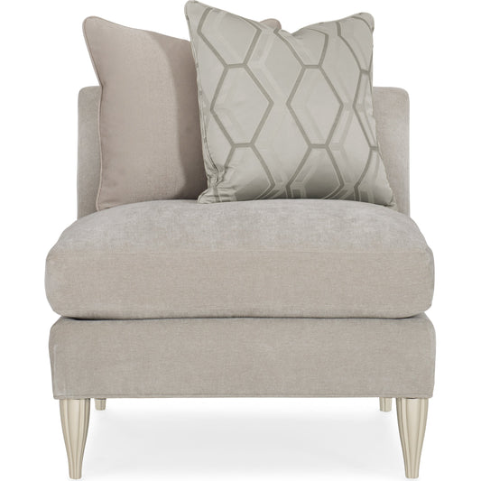 Fret Knot Armless Chair by Caracole in silver and soft silver paint. Made from birch in a transitional style.