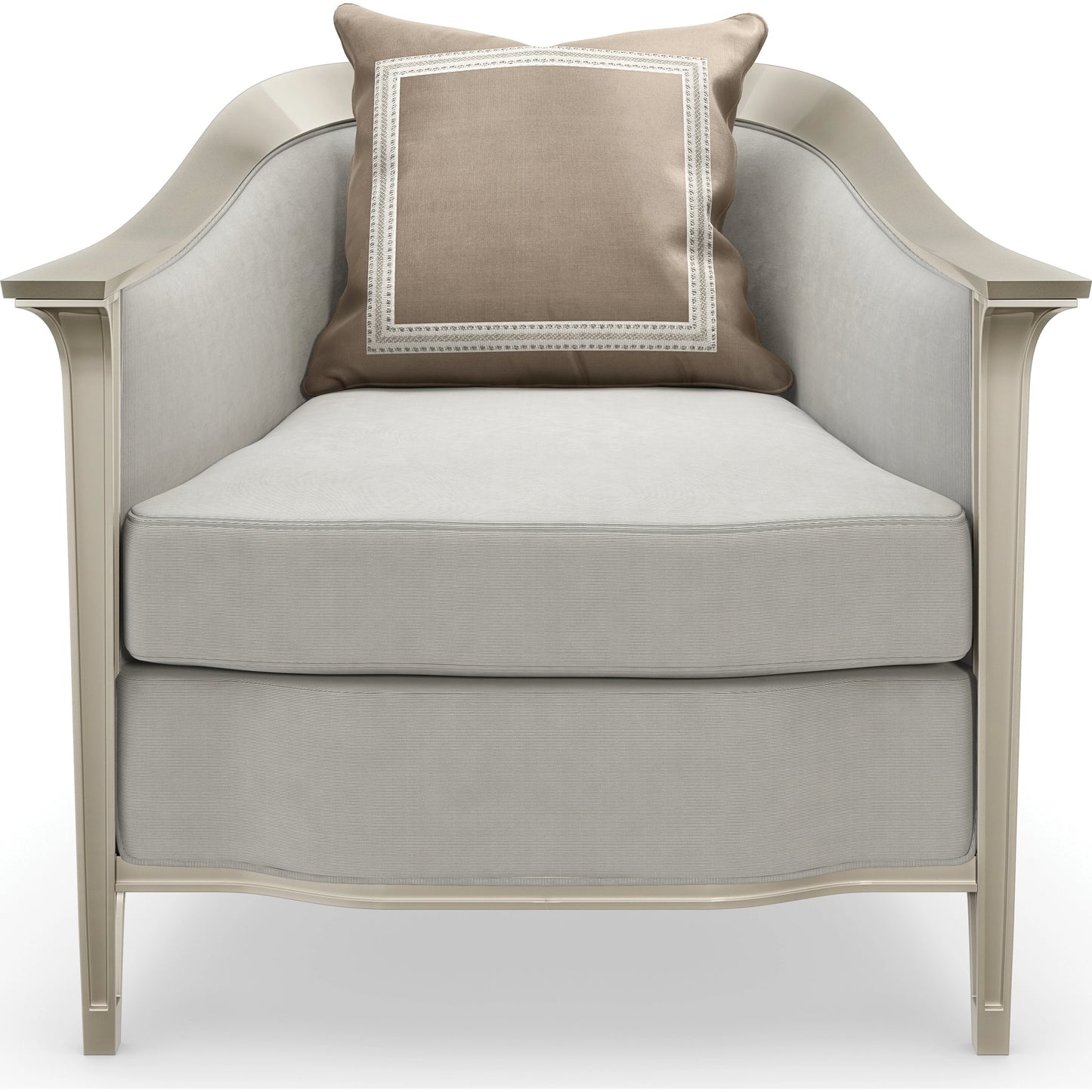 002 SI-1955975 | Additional Silo | Eaves Drop Chair by Caracole in dove grey and afterglow. Made from birch in a traditional style.