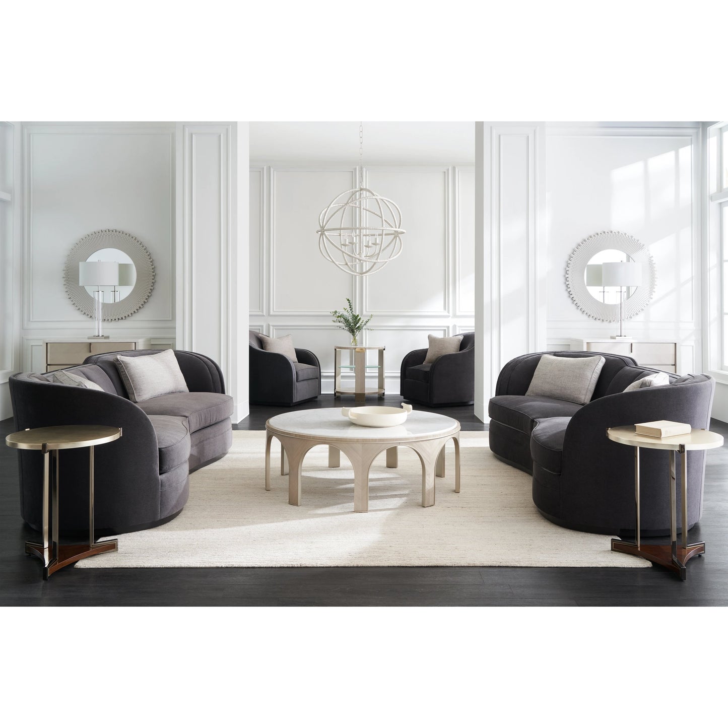 007 SI-1955996 | Lifestyle | Eclipse Sofa by Caracole in dark chocolate, charcoal, grey, ivory and charcoal, dark chocolate. Made from birch in a modern style.