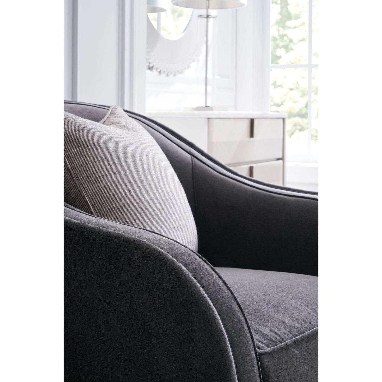 007 SI-1955998 | Lifestyle | Eclipse Chair by Caracole in charcoal, grey, ivory and charcoal, dark chocolate. Made from birch in a modern style.