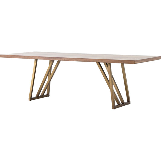 Kapri Dining Table by Four Hands in antique bronze, light walnut, bandsaw light walnut. Made from iron, walnut in a modern style.