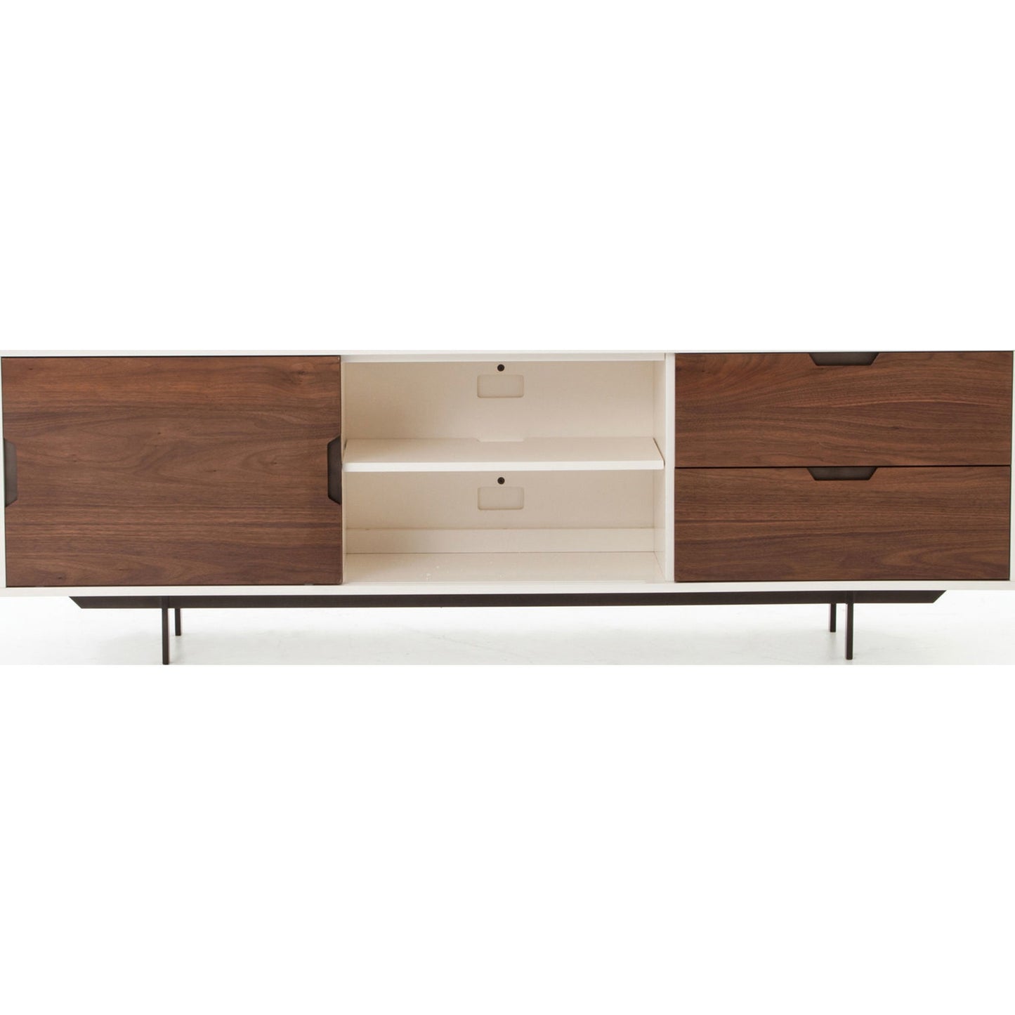 008 S-258383 | Additional Silo | Tucker Media Console by Four Hands in walnut, oil rubbed bronze. Made from walnut veneer, iron in a modern style.