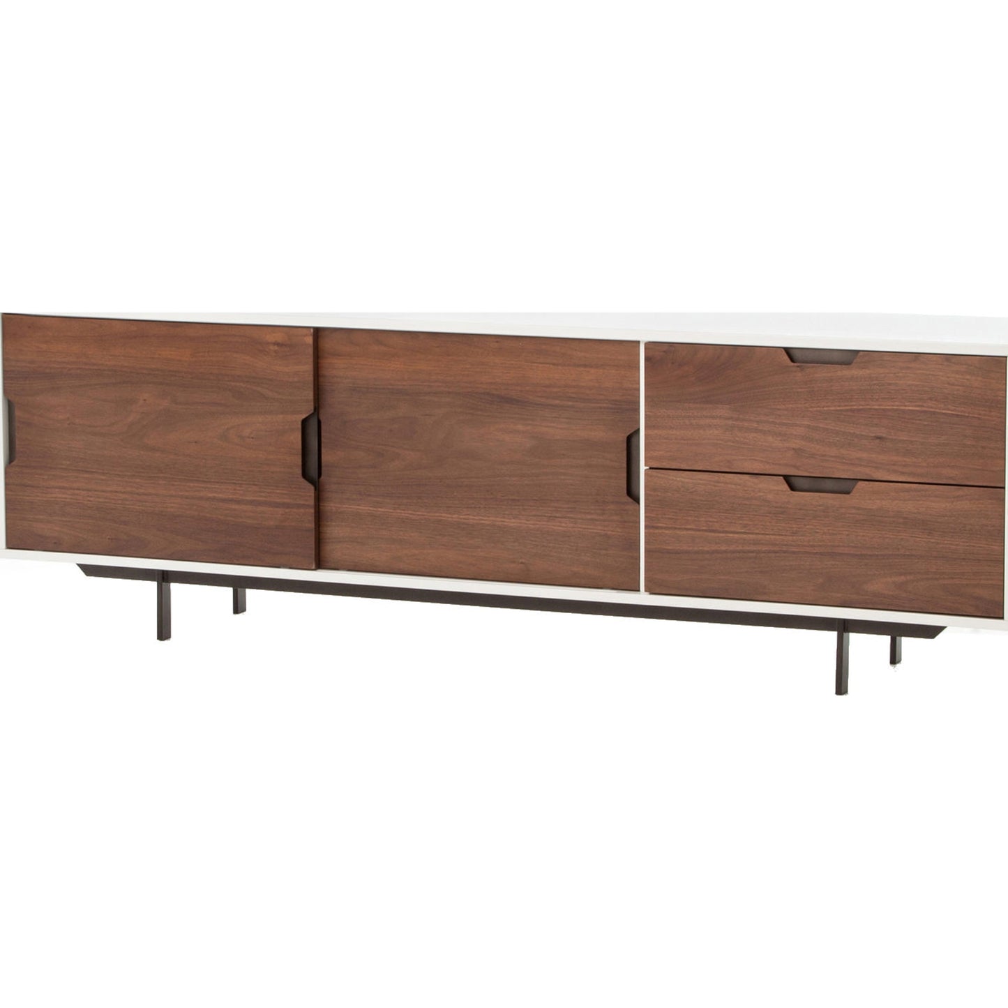 002 S-258383 | Additional Silo | Tucker Media Console by Four Hands in walnut, oil rubbed bronze. Made from walnut veneer, iron in a modern style.