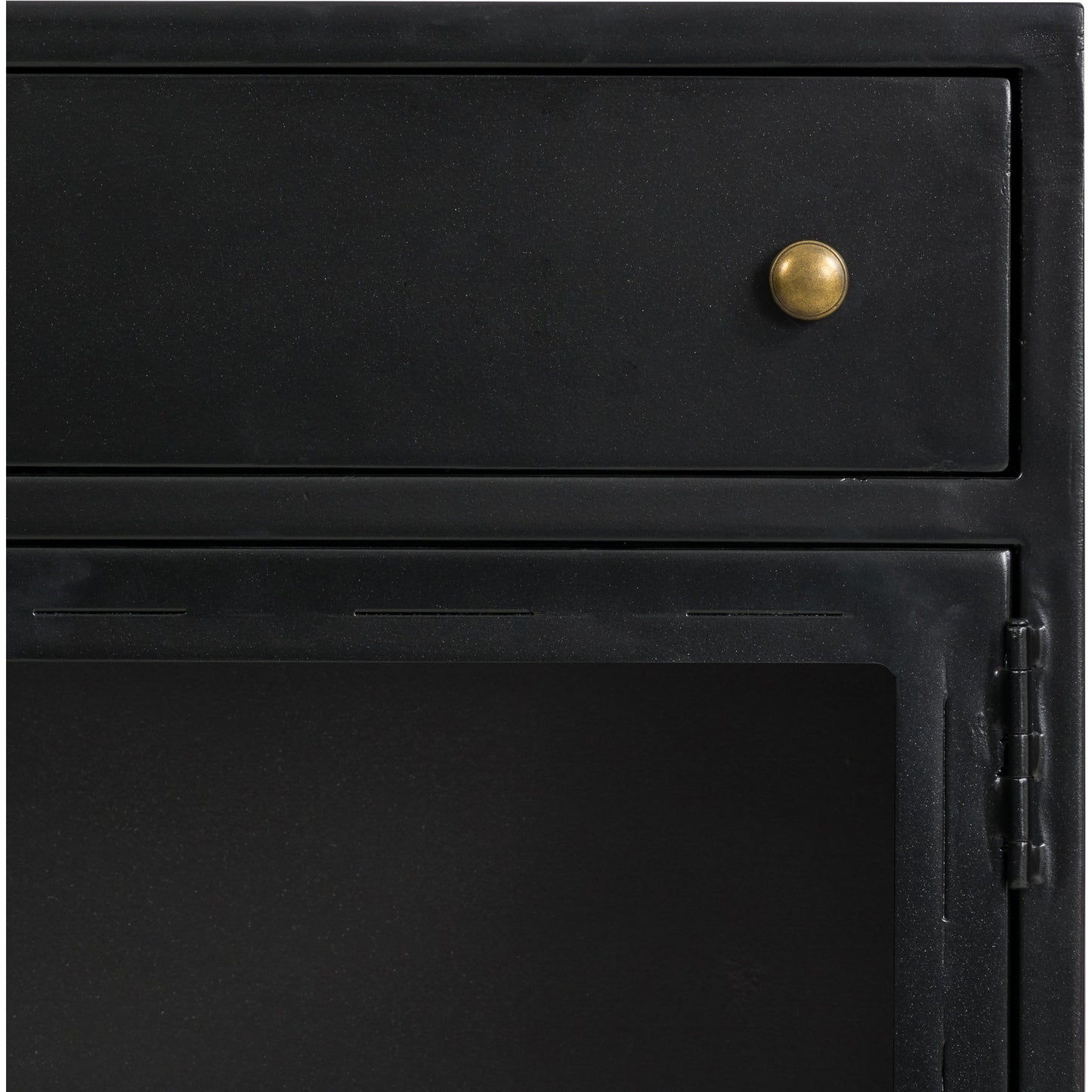 002 SR-810008 | Additional Silo | Shadow Box Small Cabinet by Four Hands in black, weathered bronze. Made from iron in a modern style.