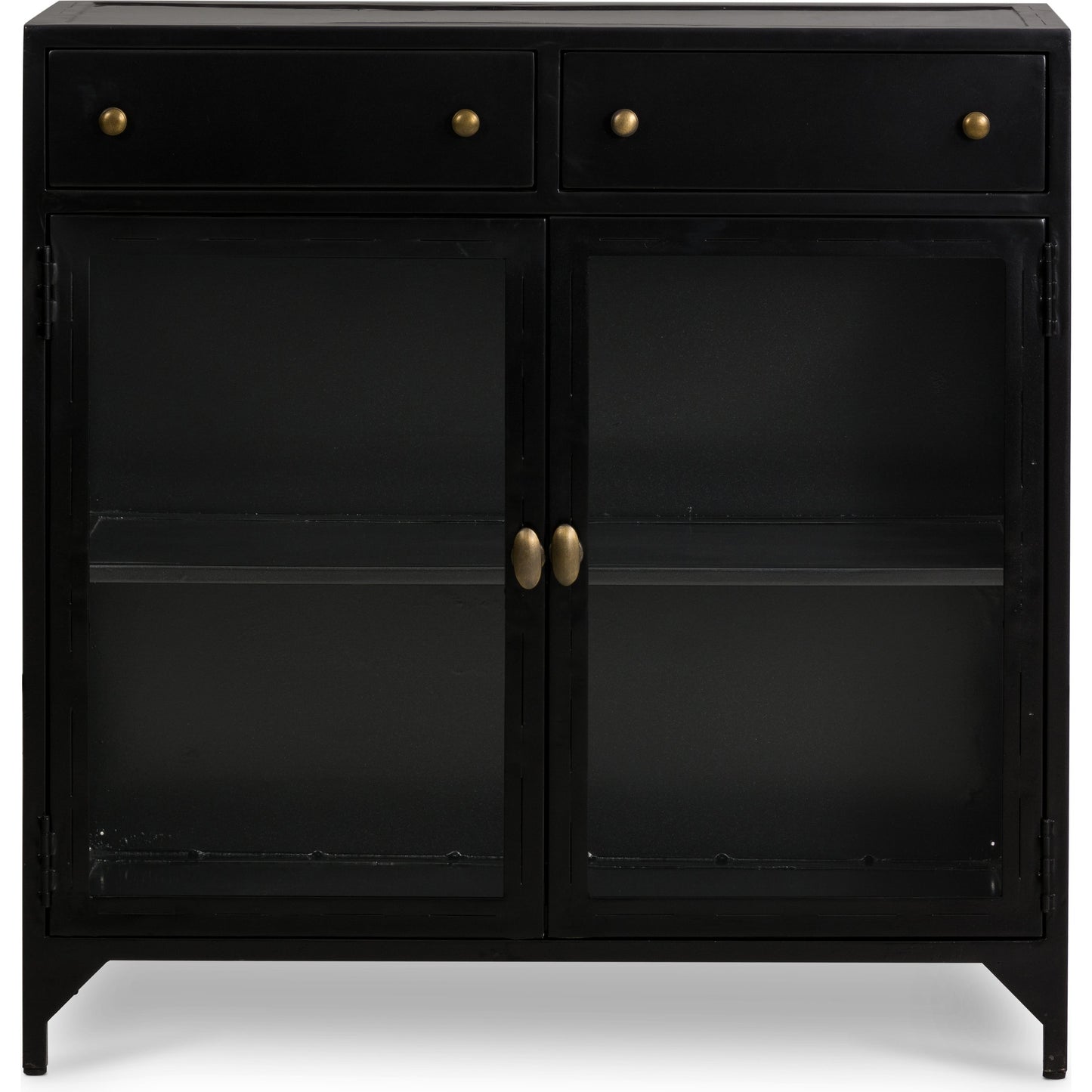 004 SR-810008 | Additional Silo | Shadow Box Small Cabinet by Four Hands in black, weathered bronze. Made from iron in a modern style.