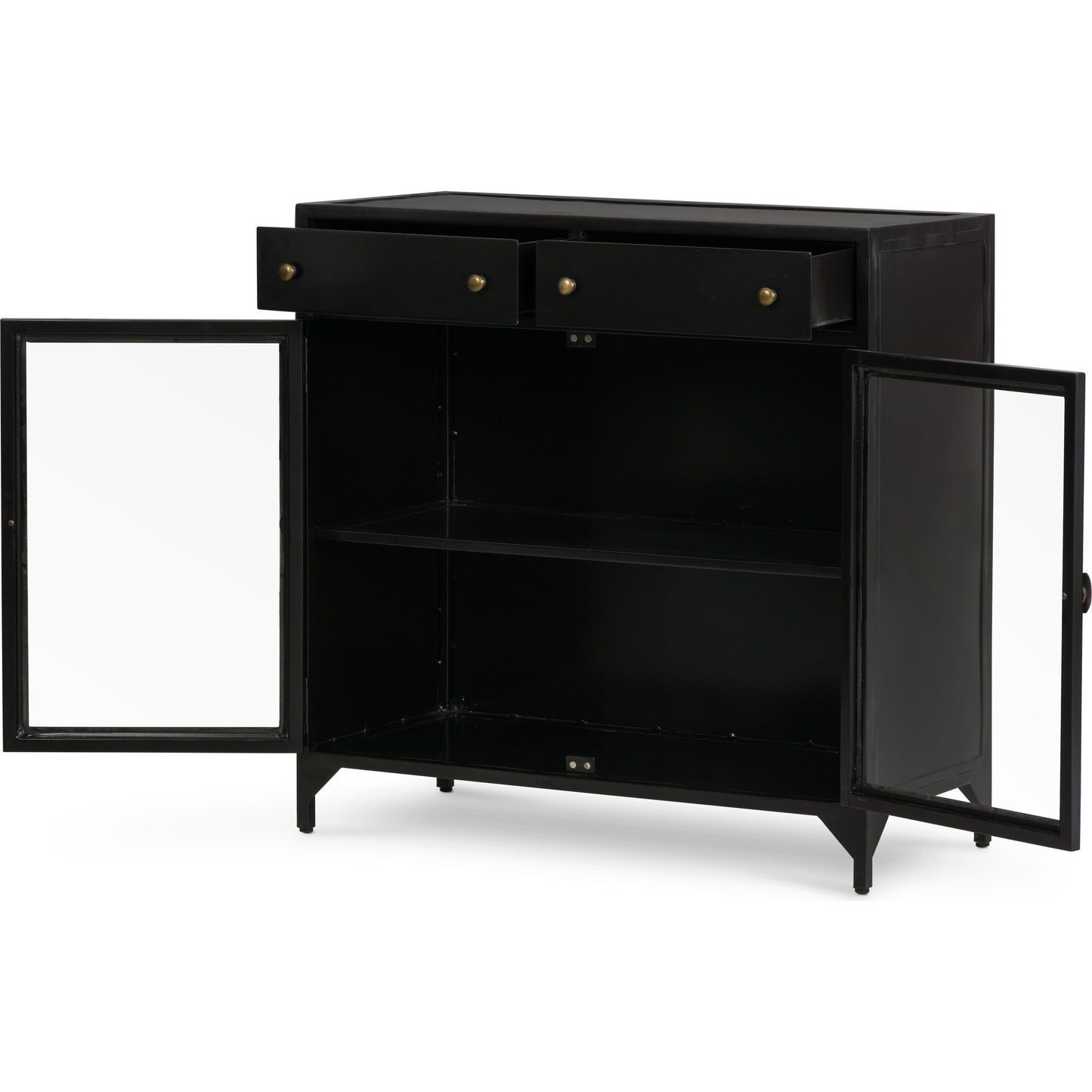 005 SR-810008 | Additional Silo | Shadow Box Small Cabinet by Four Hands in black, weathered bronze. Made from iron in a modern style.