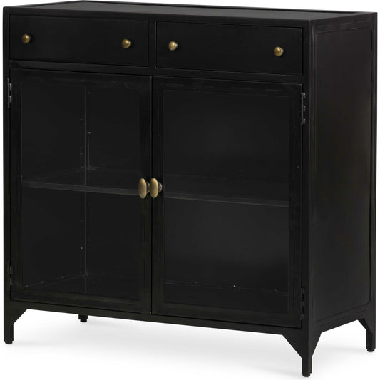 001 SR-810008 | Additional Silo | Shadow Box Small Cabinet by Four Hands in black, weathered bronze. Made from iron in a modern style.