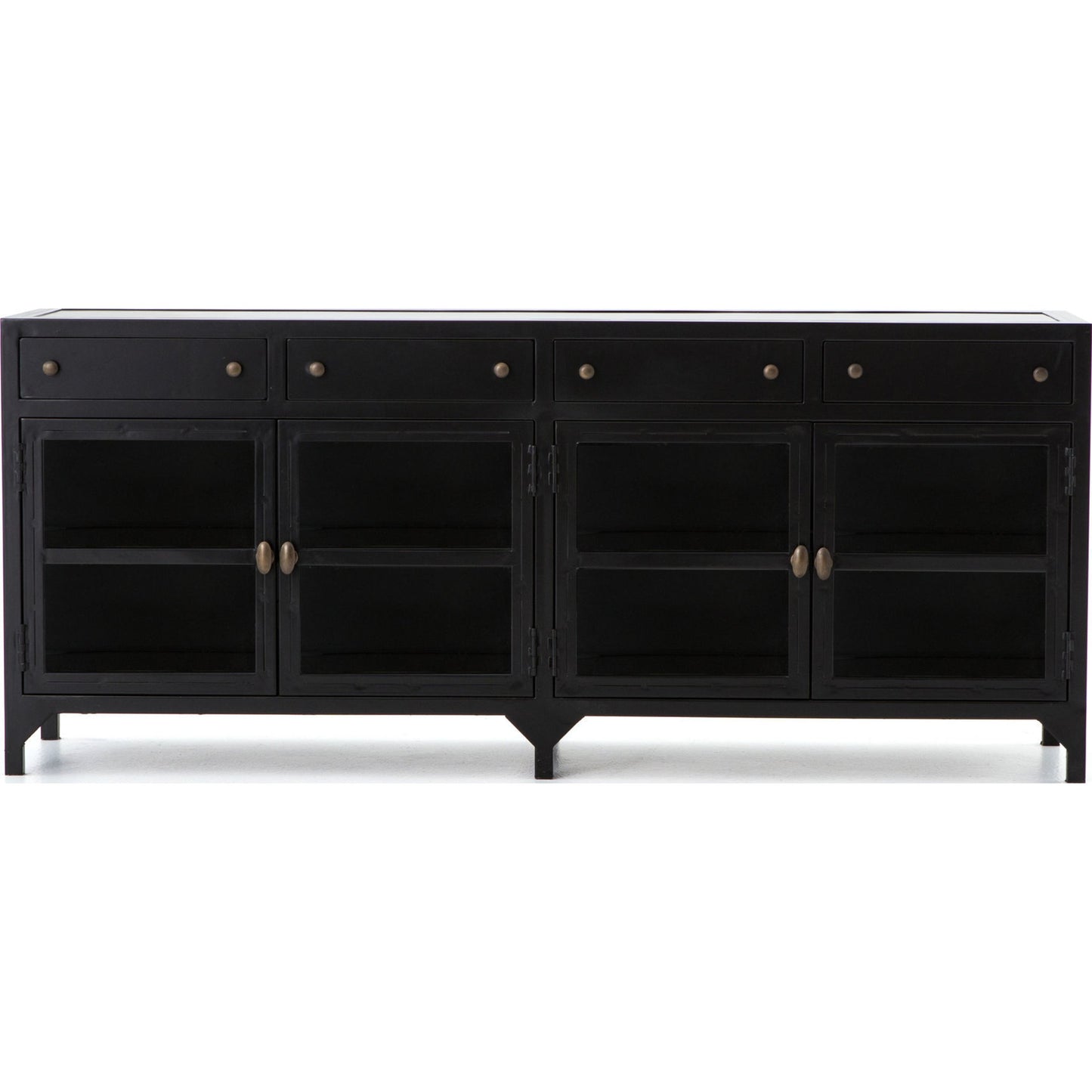 007 S-258369 | Additional Silo | Shadow Box Media Console by Four Hands in black. Made from iron in a modern style.