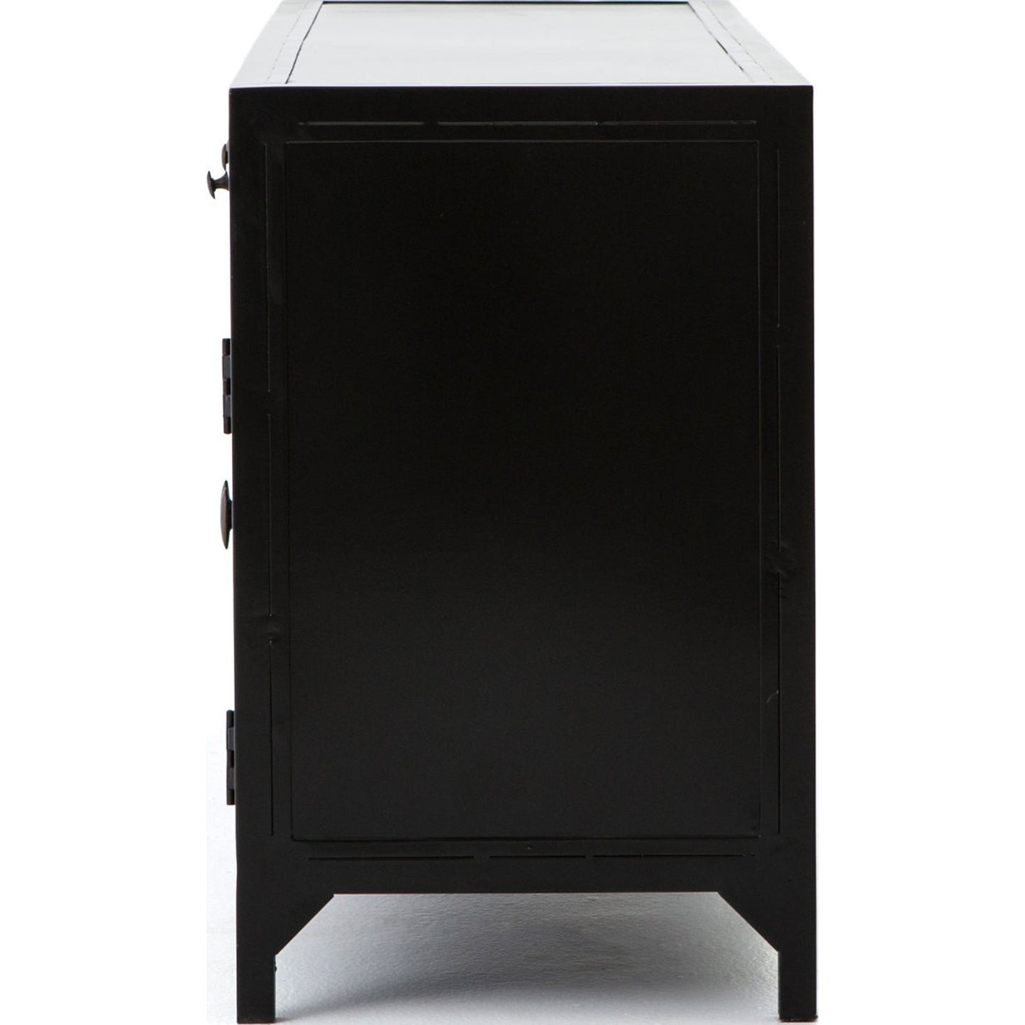 009 S-258369 | Additional Silo | Shadow Box Media Console by Four Hands in black. Made from iron in a modern style.