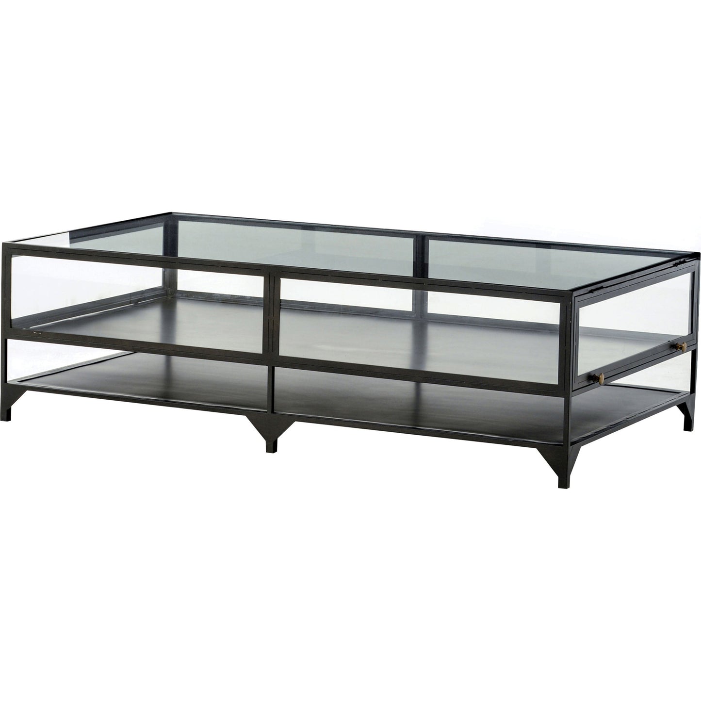 001 SR-369200 | Additional Silo | Shadow Box Coffee Table by Four Hands in black. Made from tempered glass, iron in a modern style.