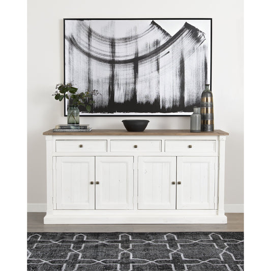 Cintra Sideboard by Four Hands in limestone white, driftwood natural. Made from solid mixed reclaimed wood in a cottage & farmhouse style.