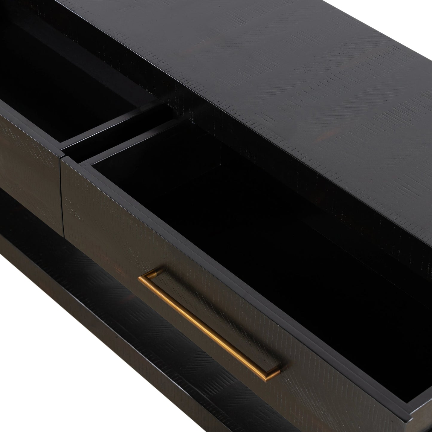 010 S-279529 | Additional Silo | Suki Console Table by Four Hands in burnished black. Made from resawn mixed wood in a modern style.