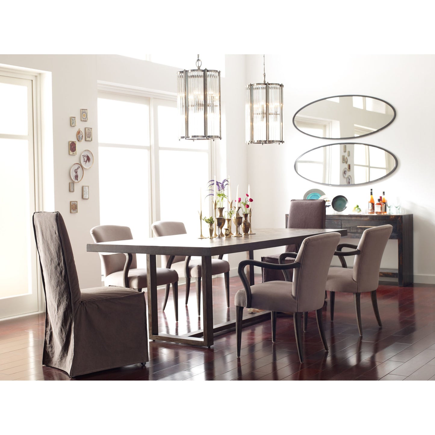 016 S-279529 | Lifestyle | Suki Console Table by Four Hands in burnished black. Made from resawn mixed wood in a modern style.