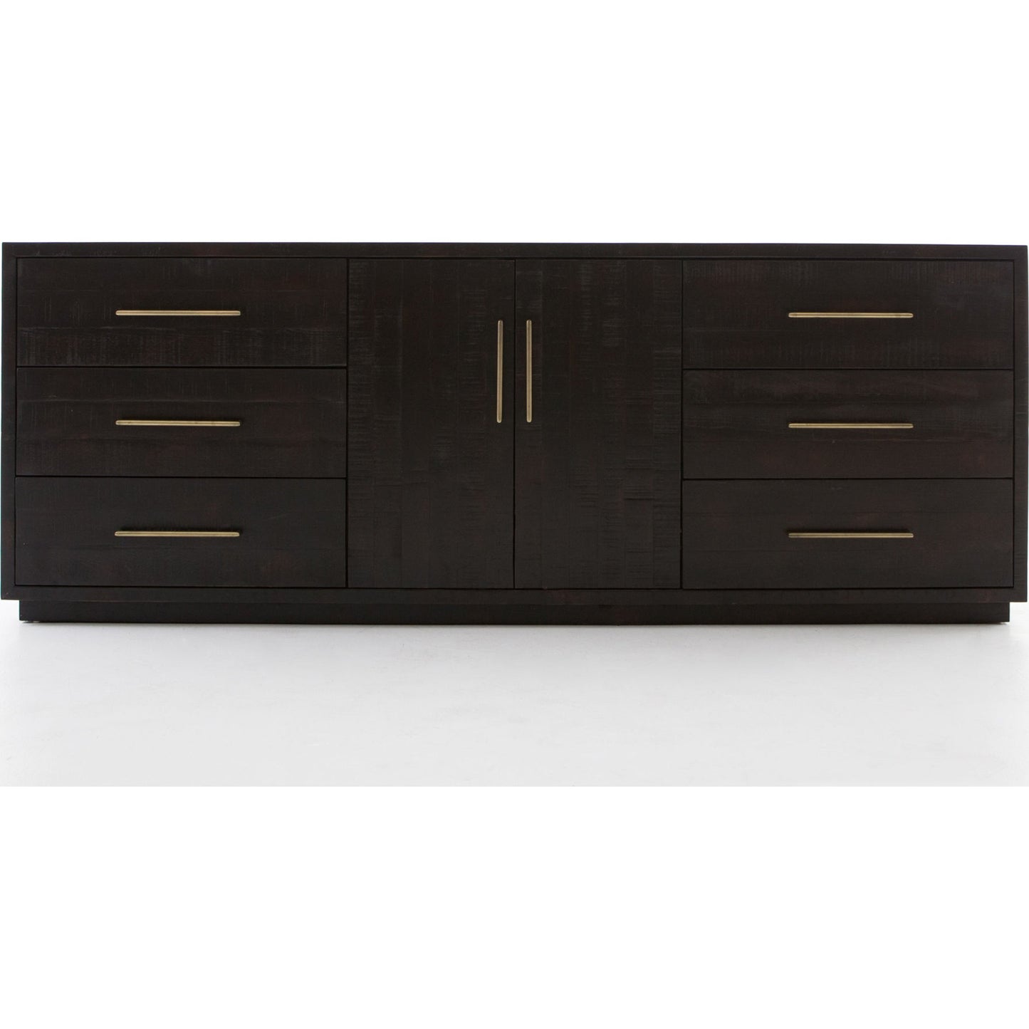 006 S-279530 | Additional Silo | Suki Large Media Console by Four Hands in burnished black. Made from resawn mixed wood, mixed wood solid in a modern style.