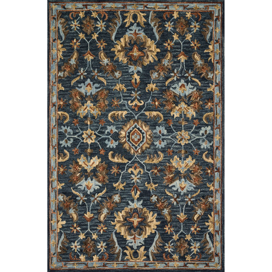 Victoria VK-14 Rug by Loloi in denim, multi. Made from 100% wool in a traditional style.