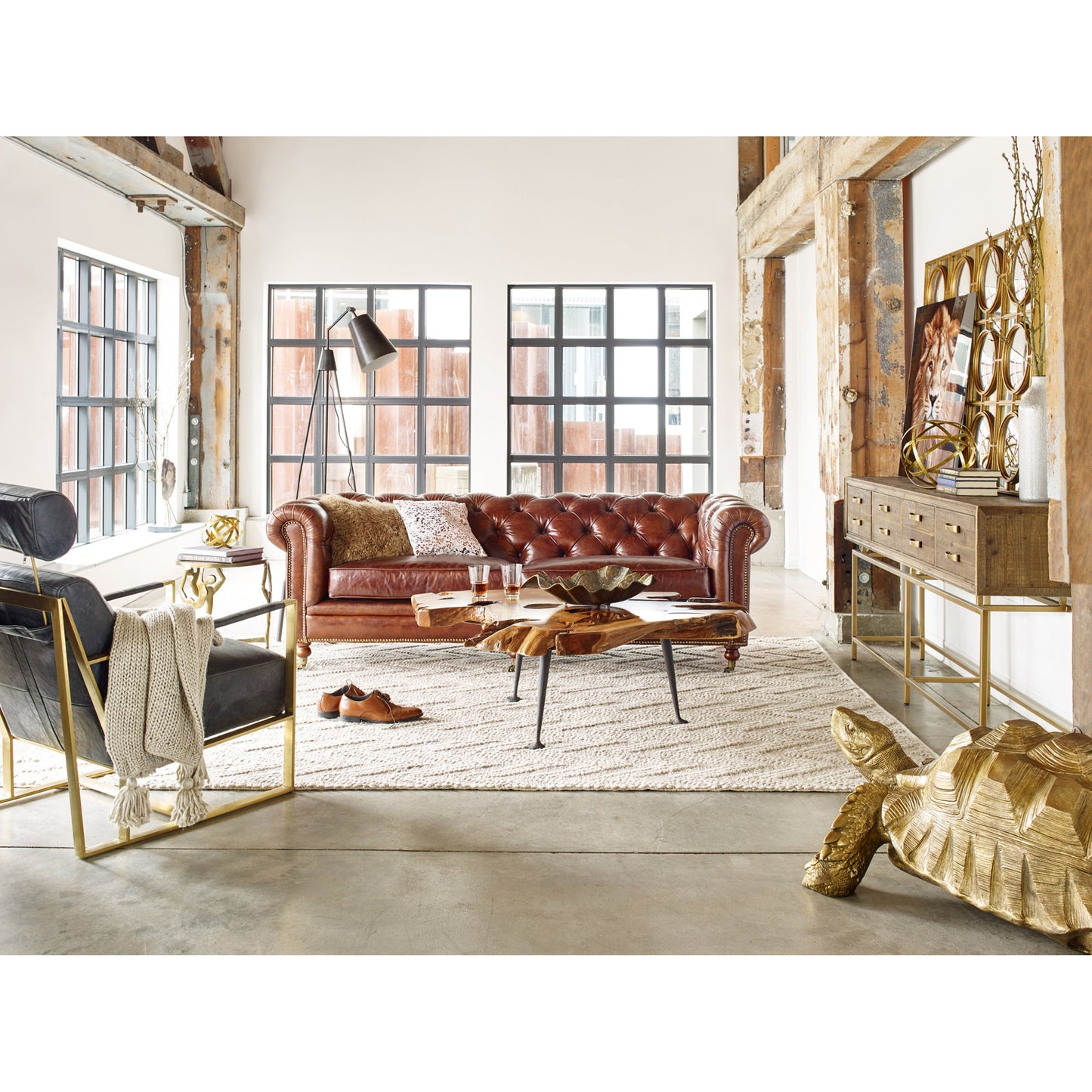 007 S-263745 | Lifestyle | Aristocrat Console Table by Moe's Home Collection in natural and honey brown. Made from reclaimed fir wood, metal in a modern style.