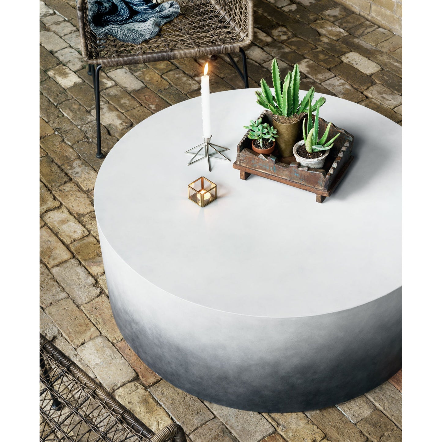 010 S-279516 | Lifestyle | Sheridan Coffee Table by Four Hands. Made from concrete in a modern style.