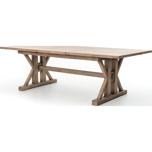 Tuscanspring Dining Table by Four Hands in sundried wheat. Made from solid mixed reclaimed wood in a cottage & farmhouse style.