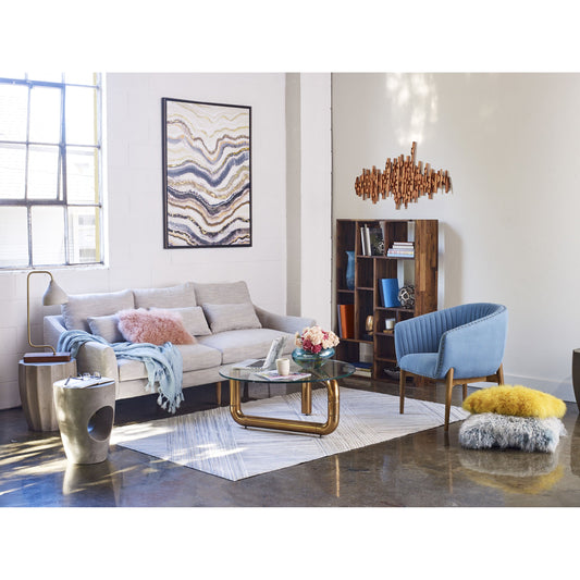 Lamb Fur Lumbar Pillow by Moe's Home Collection in pink. Made from 100% wool front, 100% polyester back, 100% polyester filling in a modern style.