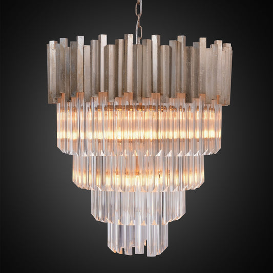 4-Tier Crystal Chandelier by Zentique in iron, glass. Made from iron, glass in a traditional style.