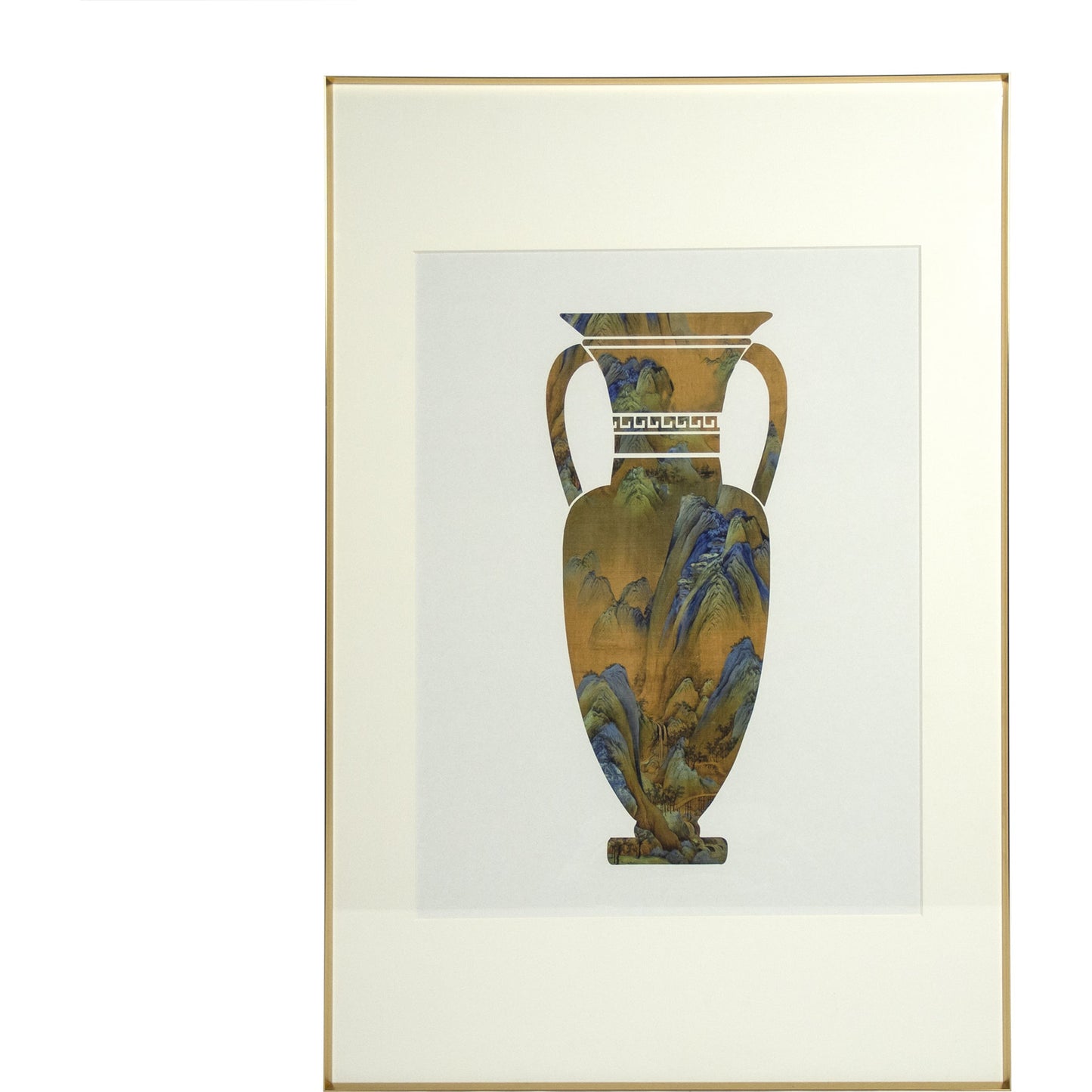 001 SR-900233 | Additional Silo | Grecian Vase Art Print by Zentique in beige, blue, gold and iron, paper, glass. Made from iron, paper, glass in a eclectic & global style.