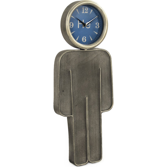 Boy Wall Clock by Zentique in distressed metal, blue, white and metal, glass, mdf. Made from metal, glass, mdf in a modern style.