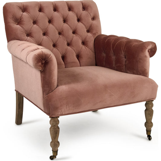 Lorraine Tufted Arm Chair by Zentique in limed gray oak. Made from limed grey oak in a traditional style.