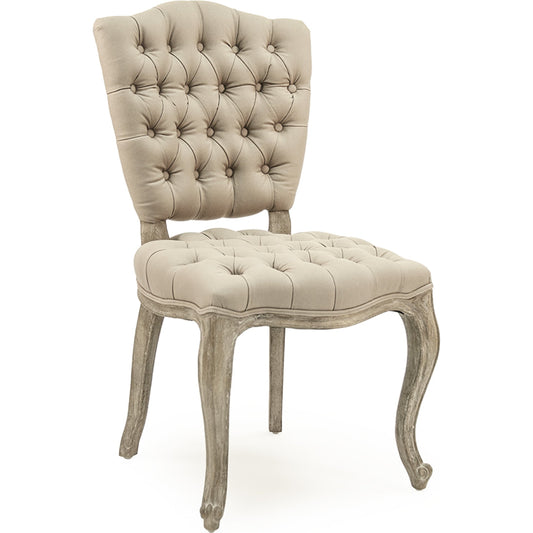 Piaf Side Chair by Zentique in limed gray oak. Made from limed grey oak in a traditional style.