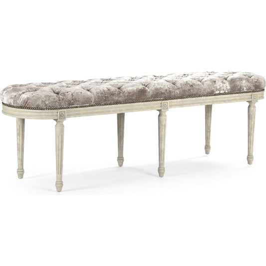 Michel Tufted Bench by Zentique. Made from limed grey oak in a traditional style.