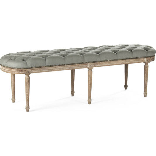 Michel Tufted Bench by Zentique. Made from limed grey oak in a traditional style.