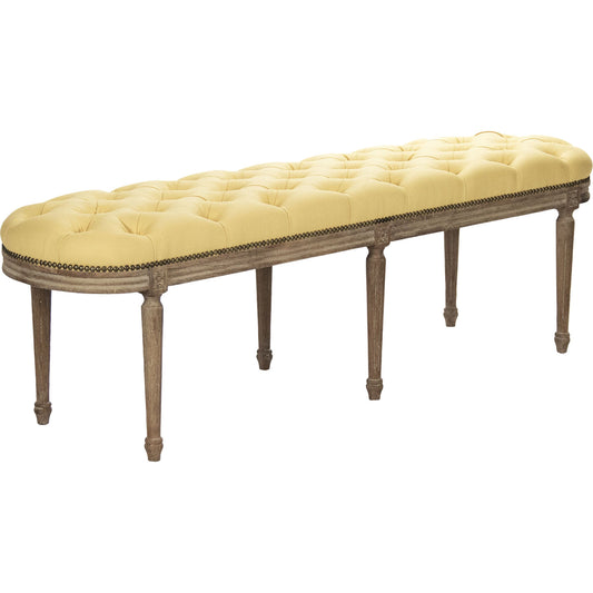 Michel Tufted Bench by Zentique. Made from limed grey oak in a traditional style.